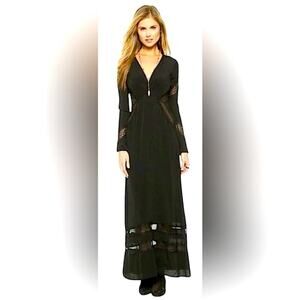 EUC For Love And Lemons Sheer Lace Panel Goddess Maxi Dress XS